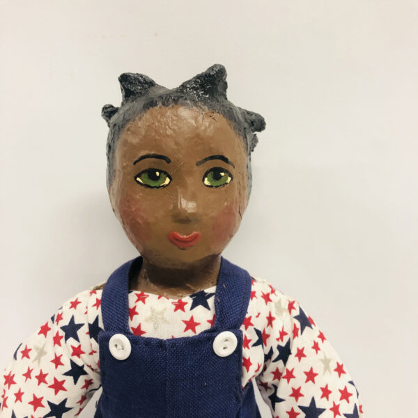 Varick Folk Art Paper Mache Black Boy Doll - Image 3