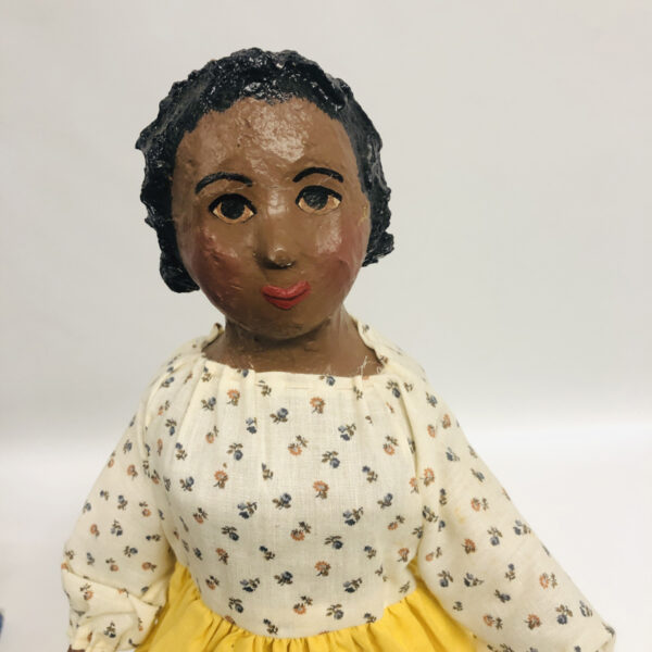 Tinecia Folk Art Paper Mache Black Girl Doll - Image 3