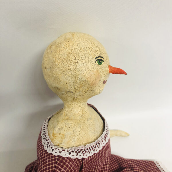 Jazzmina Folk Art Snow Girl Doll Paper Mache - Image 3