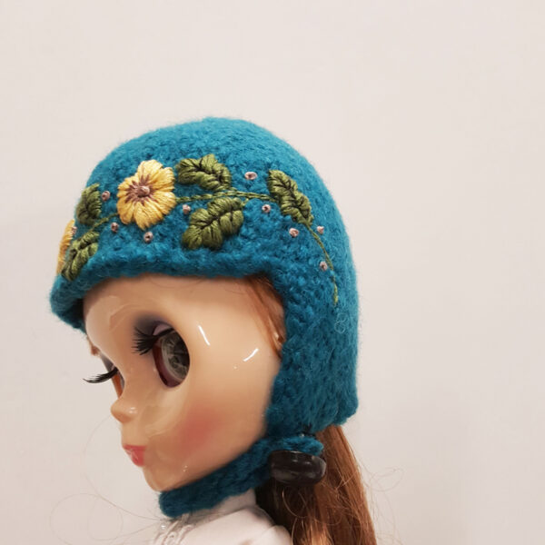 Roolla Yellow Flowers Felted Wool Hat for Blythe Dolls - Image 4