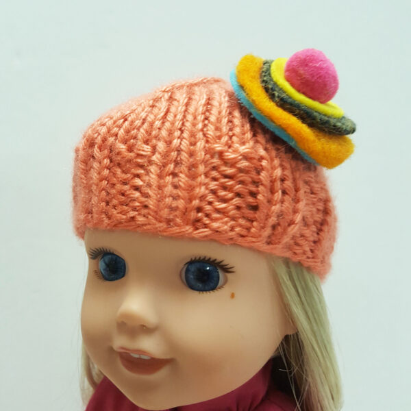 Roolla Salmon Knit Cap for 14-inch Dolls
